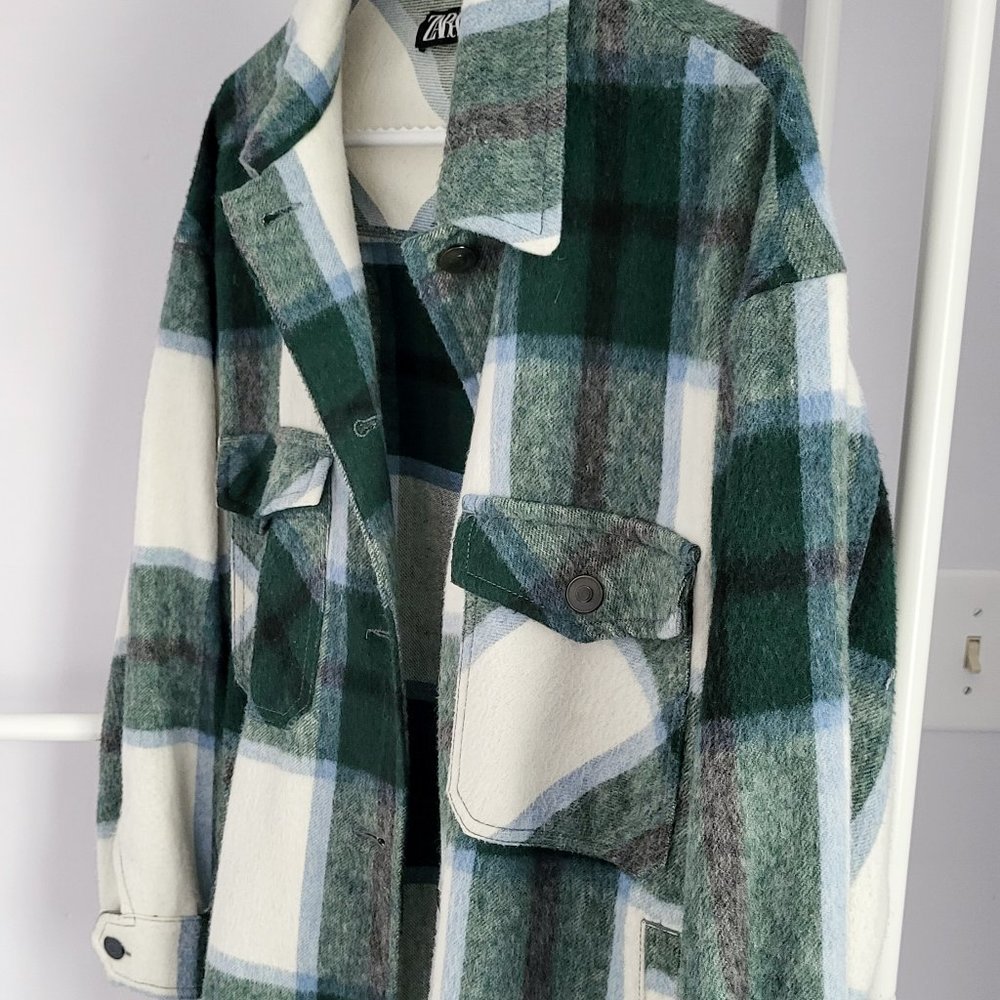 Zara Green Plaid Shacket/jacket - Size M